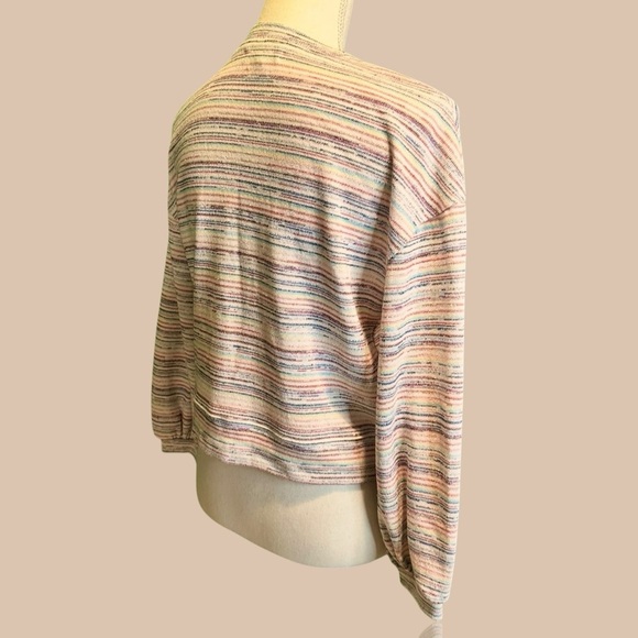 Madewell ‘Bubble-Sleeve Crop Top’ Sweatshirt in “Rainbow Stripe” Size Small - Picture 14 of 16